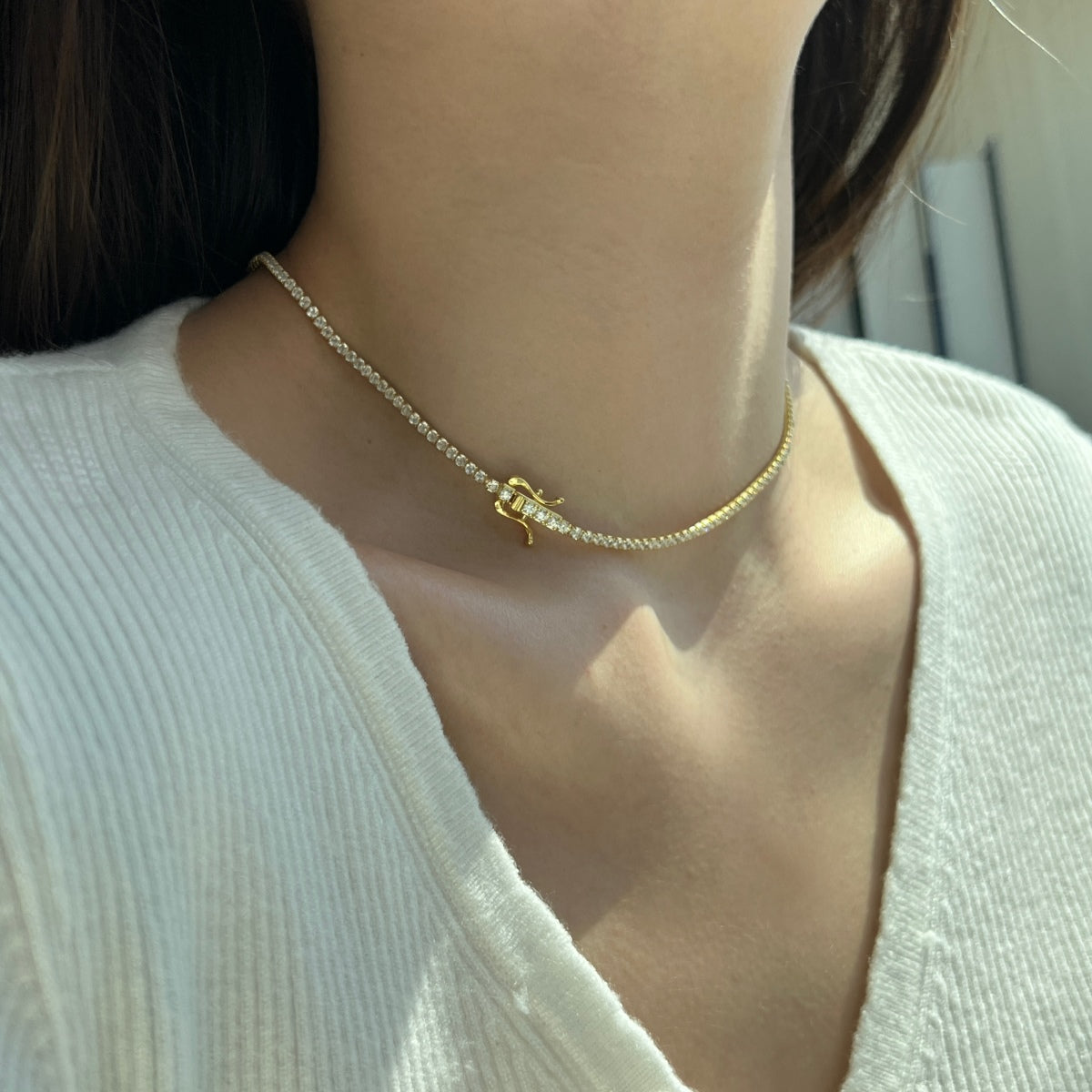 [LuckyStar]Delicate Round Shape Tennis Necklace
