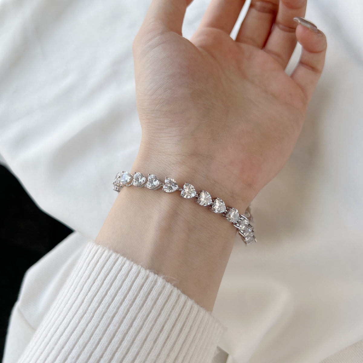 [LuckyStar]0.75 Carat Elegant Romantic Heart Shape Lover Bracelet