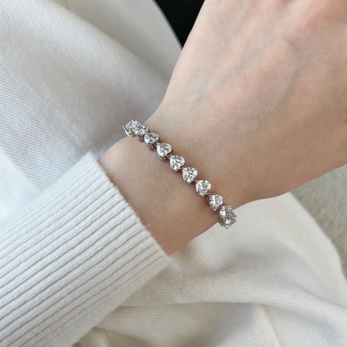 [LuckyStar]0.75 Carat Elegant Romantic Heart Shape Lover Bracelet