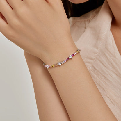 [LuckyStar]Romantic Heart Shape Round Cut Lover Bracelet