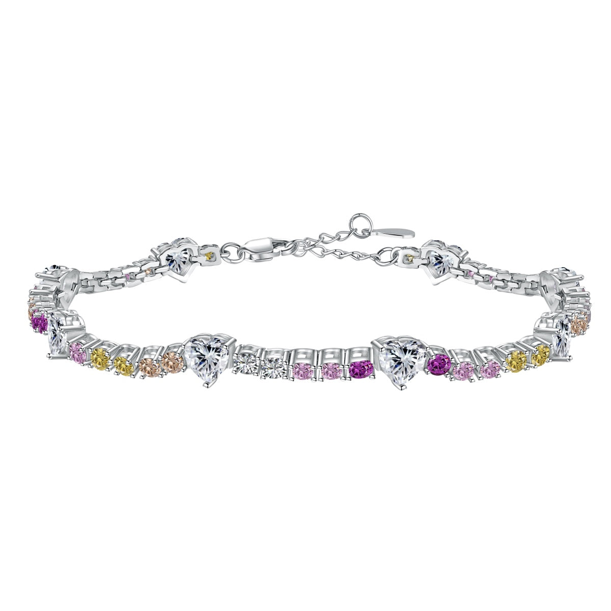 [LuckyStar]Romantic Heart Shape Round Cut Lover Bracelet