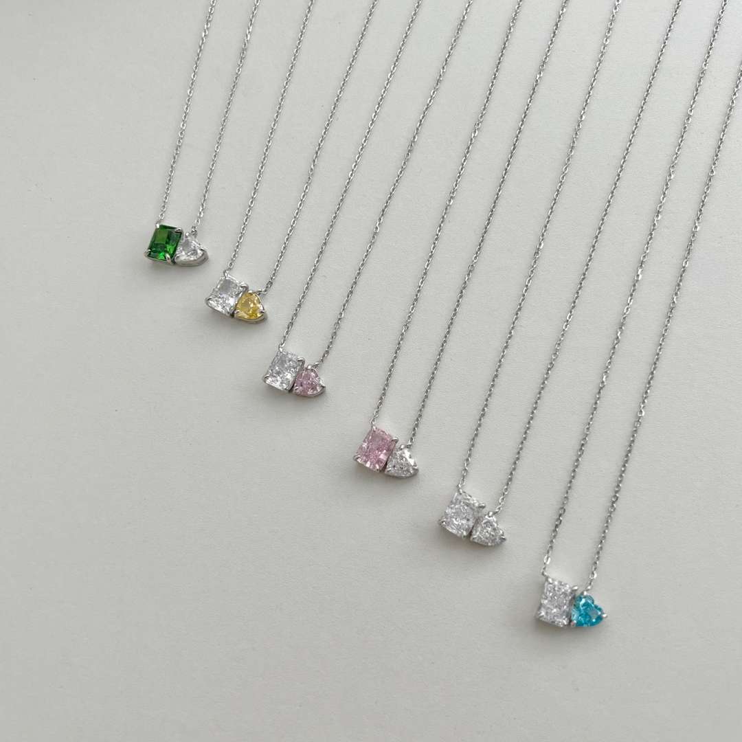 [LuckyStar]Dazzling Square & Heart Shape Necklace