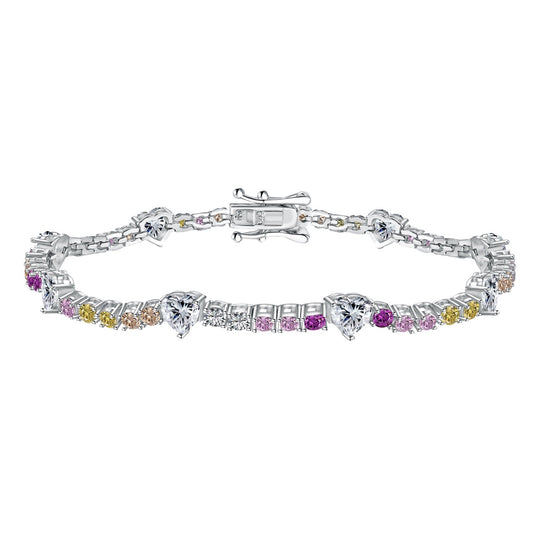 [LuckyStar]Romantic Heart Shape Round Cut Lover Bracelet