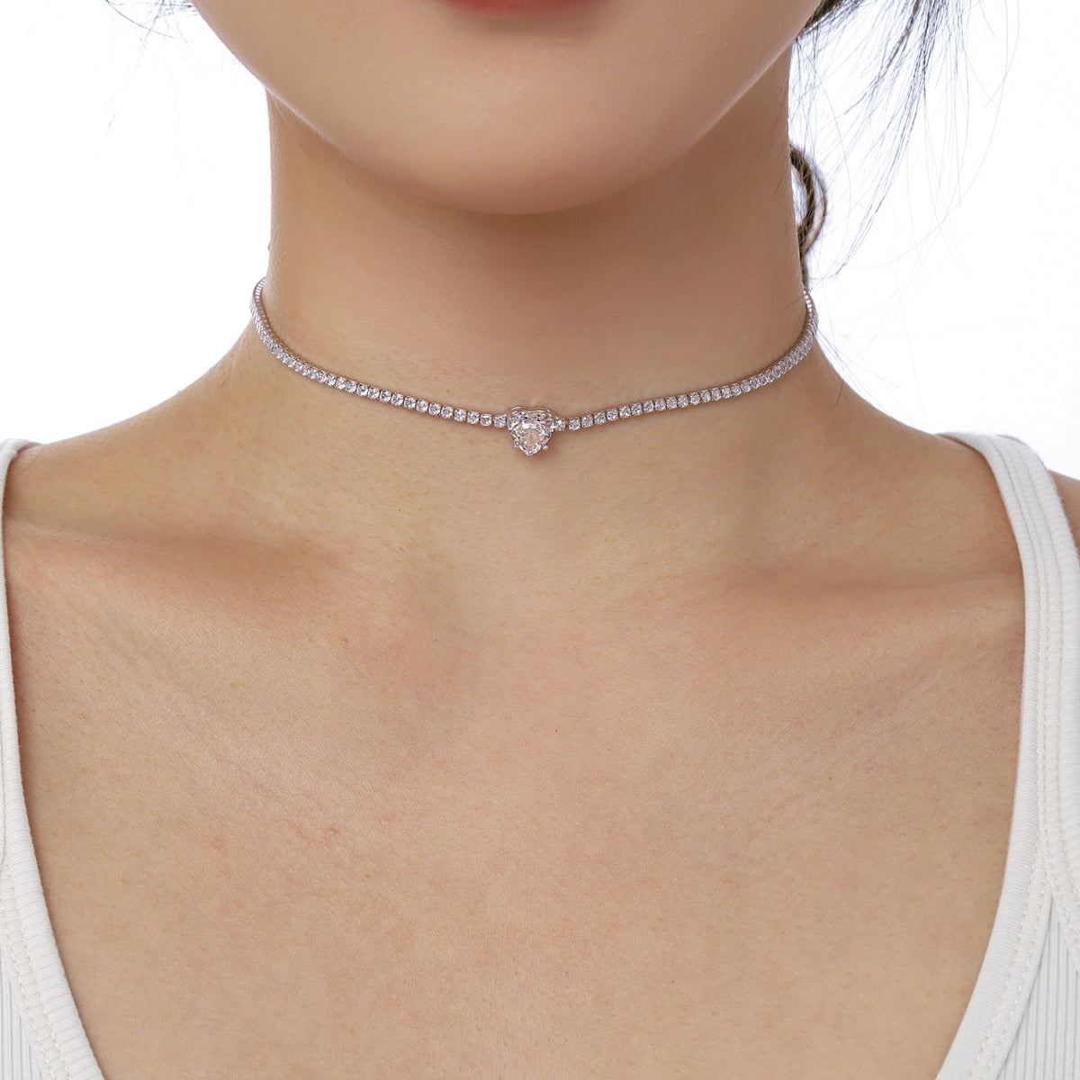 [LuckyStar]2.0 Carat Sparkling Tennis Heart Cut Necklace