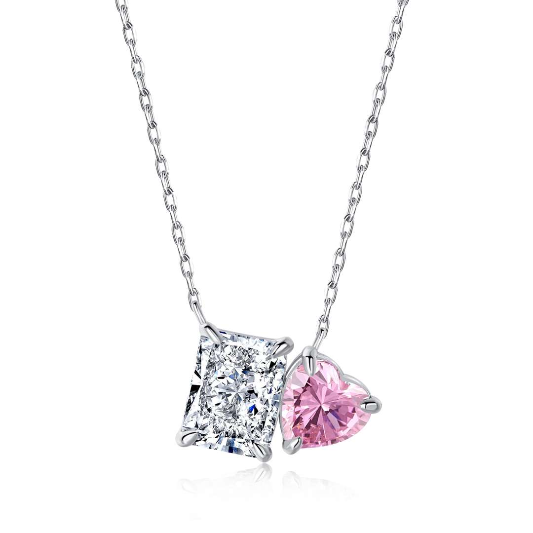 [LuckyStar]Dazzling Square & Heart Shape Necklace