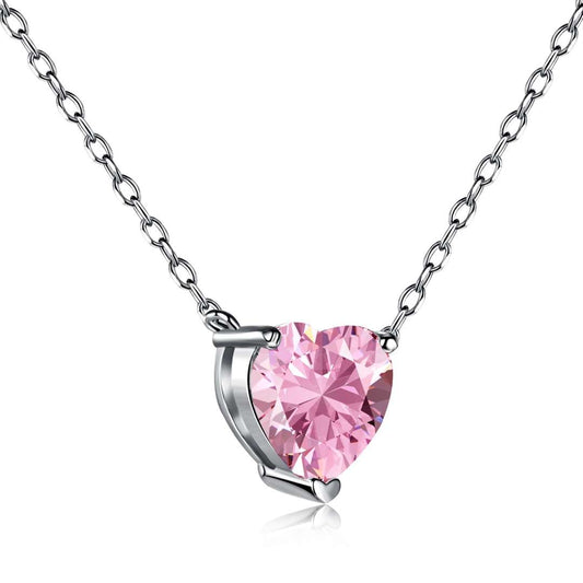 [LuckyStar]Heart Shape Main Stone Pendant Collarbone Necklace