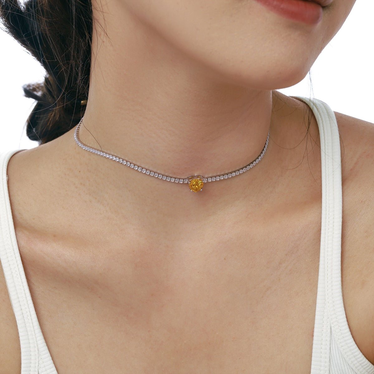 [LuckyStar]2.0 Carat Sparkling Tennis Heart Cut Necklace