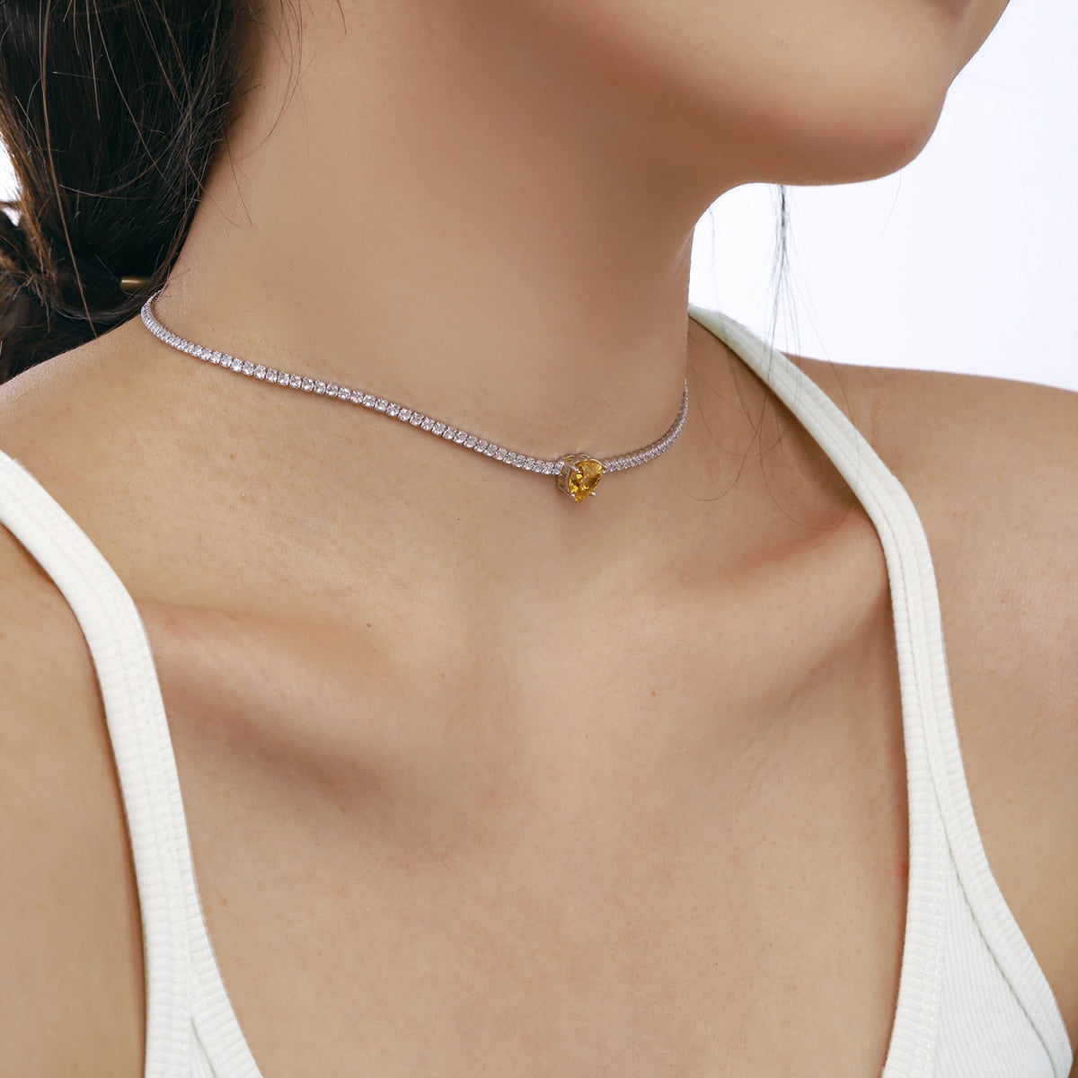 [LuckyStar]2.0 Carat Sparkling Tennis Heart Cut Necklace