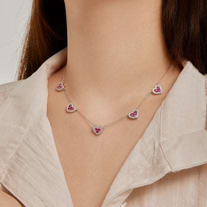 [LuckyStar]Sparkling Five Heart Necklace