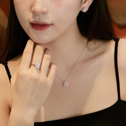 [LuckyStar]1.0 Carat Luxurious Dainty Emerald Cut Daily Earrings