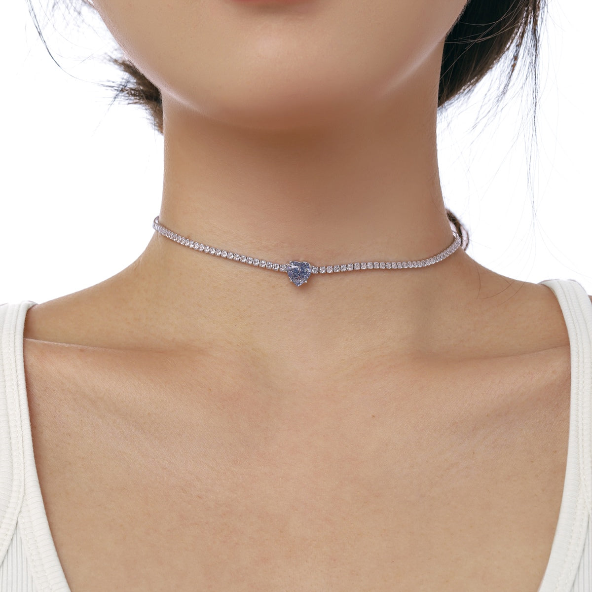 [LuckyStar]2.0 Carat Sparkling Tennis Heart Cut Necklace