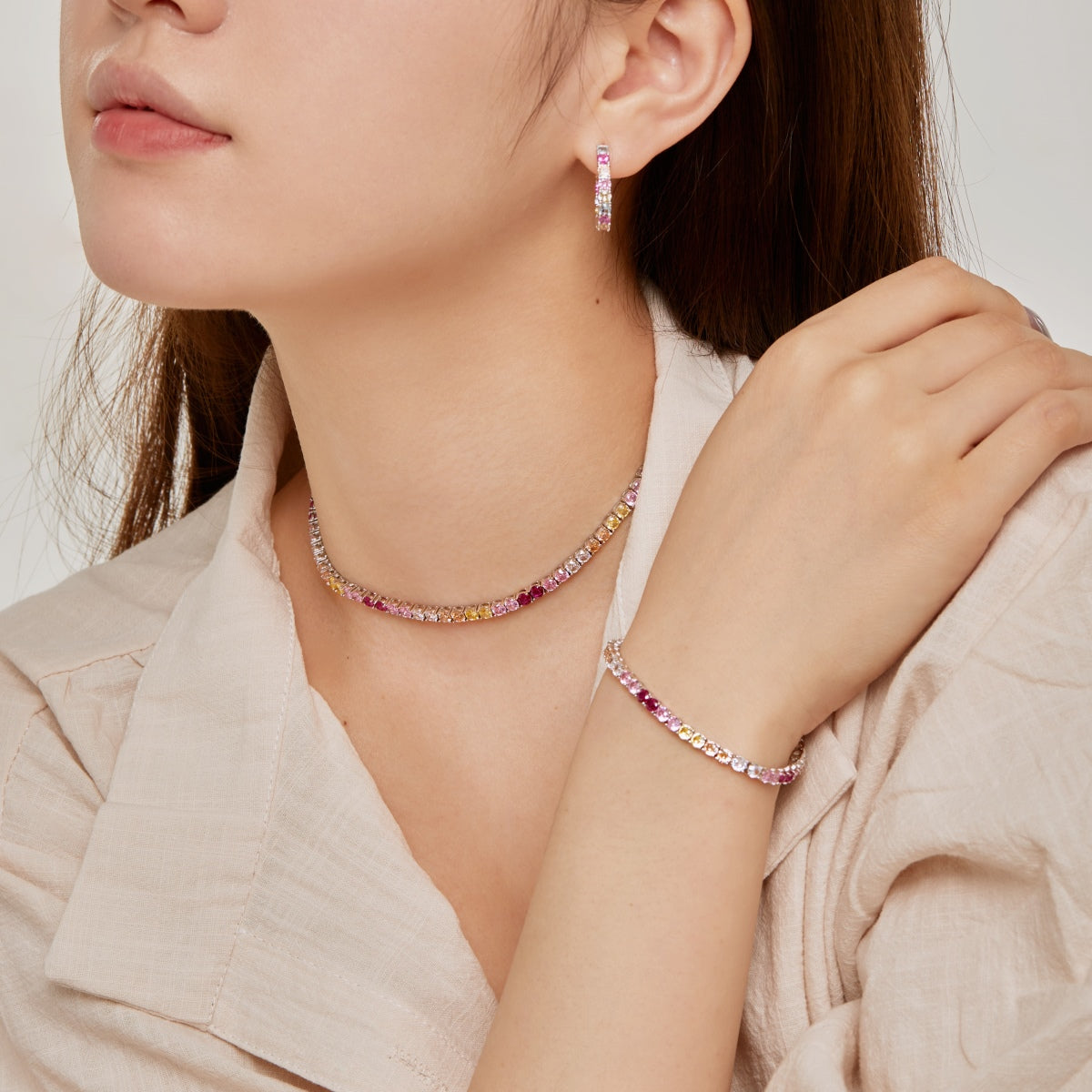 [LuckyStar]Luxurious Colorful Romantic Heart Shape Lover Bracelet