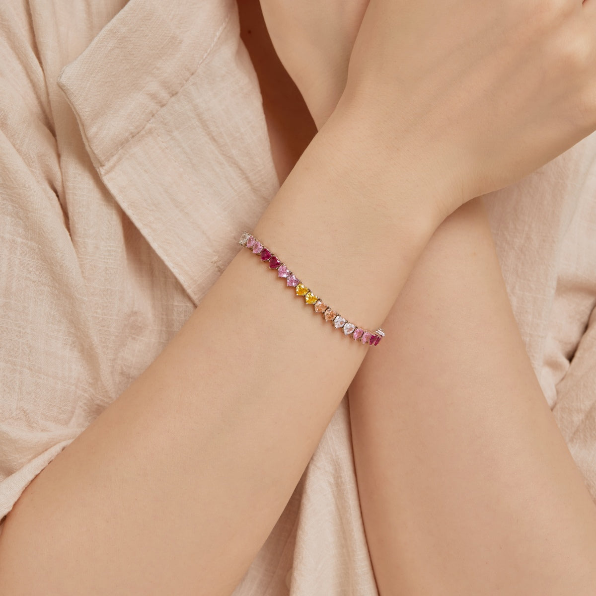 [LuckyStar]Luxurious Colorful Romantic Heart Shape Lover Bracelet