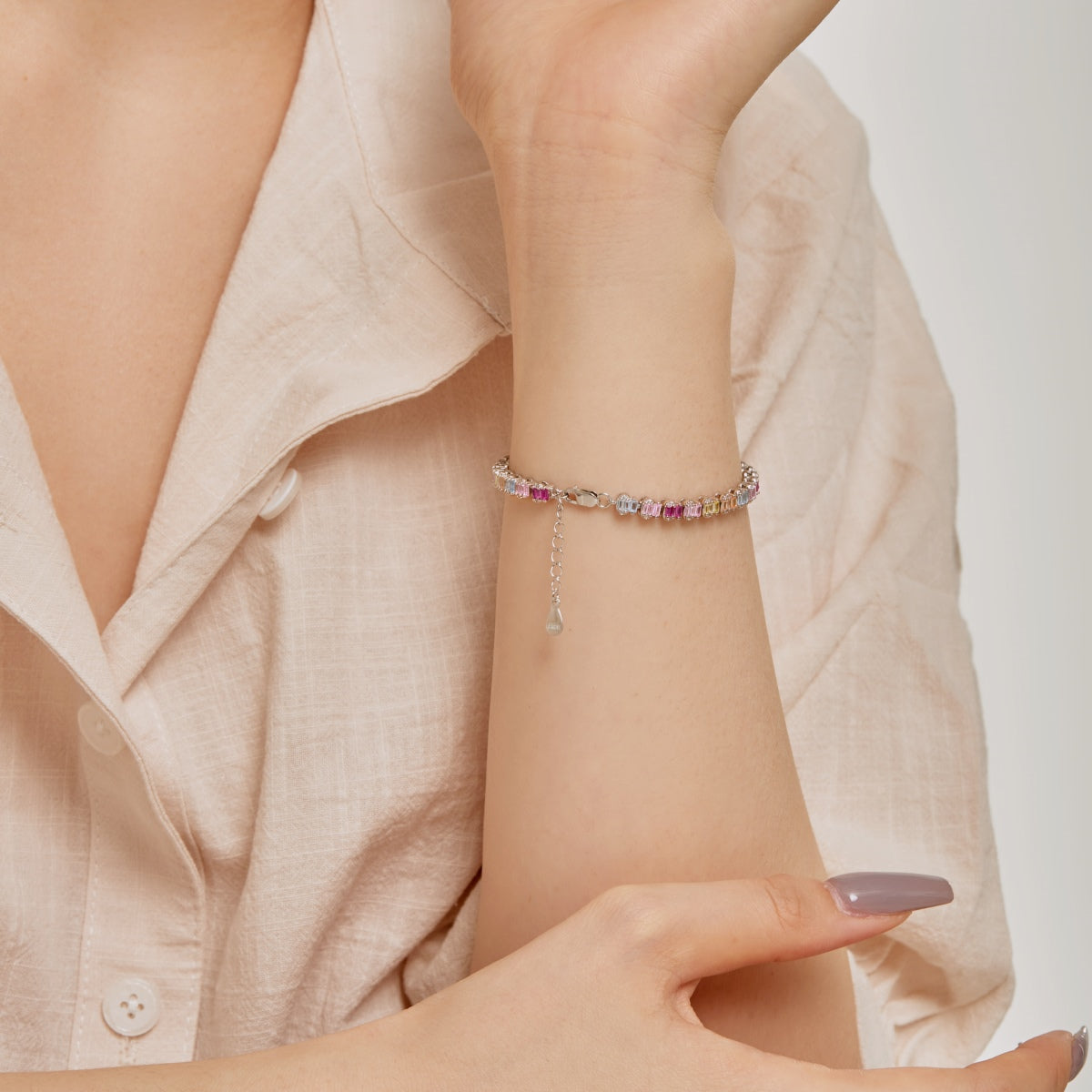 [LuckyStar]Delicate Colorful Emerald Cut Party Bracelet