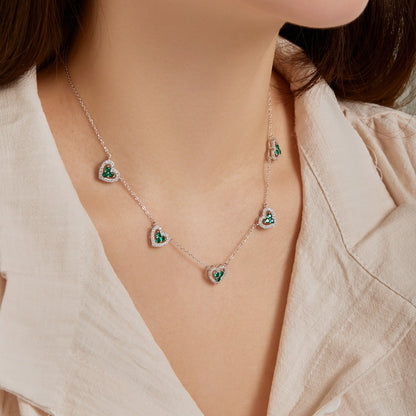 [LuckyStar]Sparkling Five Heart Necklace
