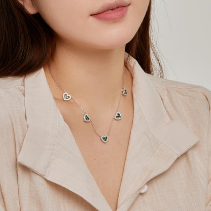 [LuckyStar]Sparkling Five Heart Necklace