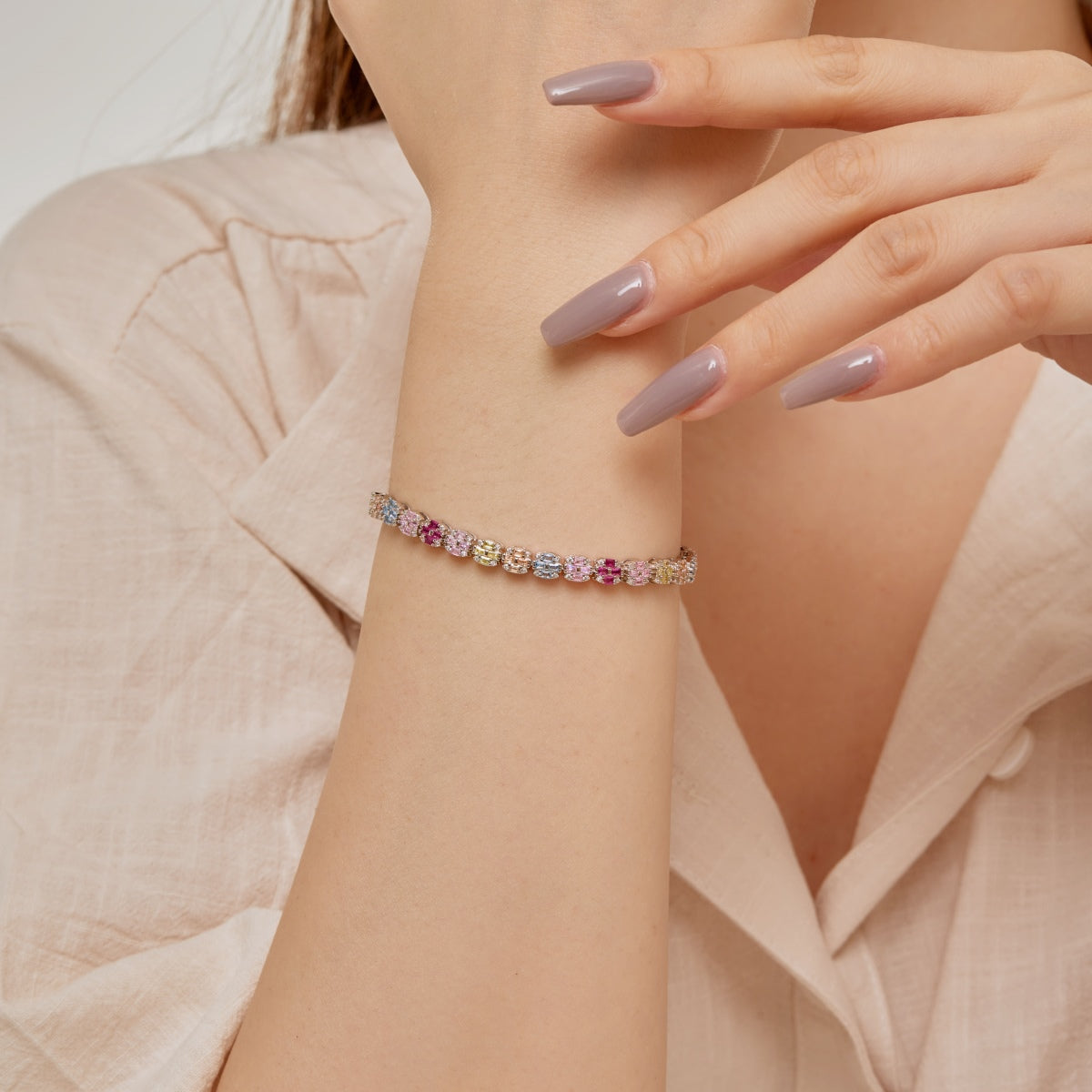 [LuckyStar]Delicate Colorful Emerald Cut Daily Bracelet