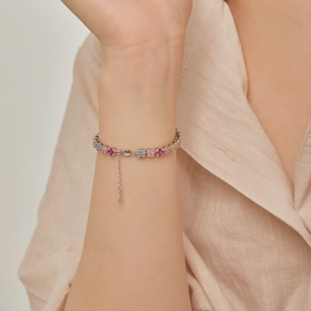 [LuckyStar]Delicate Colorful Emerald Cut Daily Bracelet
