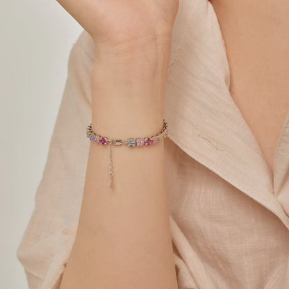 [LuckyStar]Delicate Colorful Emerald Cut Daily Bracelet