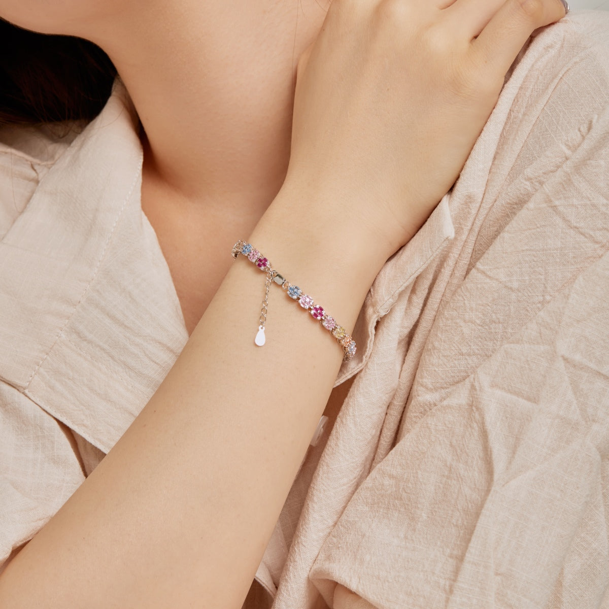 [LuckyStar]Delicate Colorful Emerald Cut Daily Bracelet