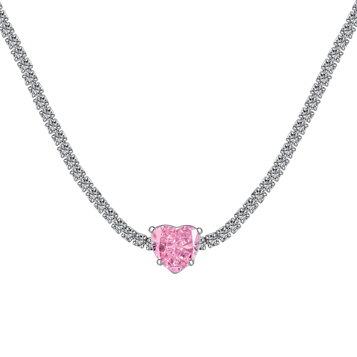 [LuckyStar]2.0 Carat Sparkling Tennis Heart Cut Necklace
