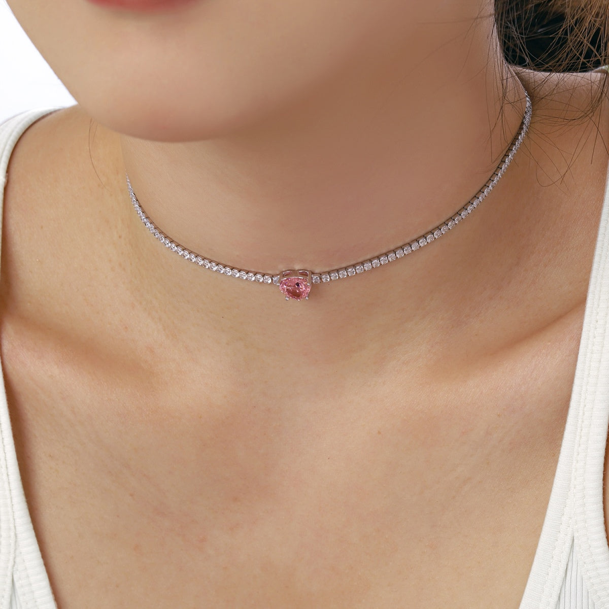 [LuckyStar]2.0 Carat Sparkling Tennis Heart Cut Necklace