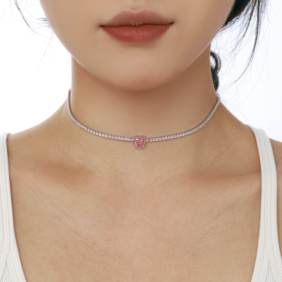 [LuckyStar]2.0 Carat Sparkling Tennis Heart Cut Necklace