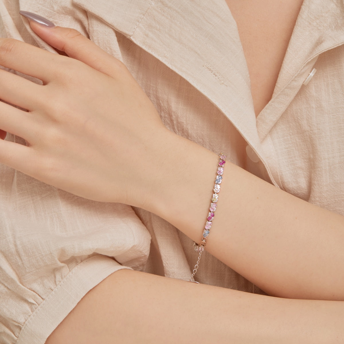 [LuckyStar]Ornate Colorful Flower Shape Party Bracelet