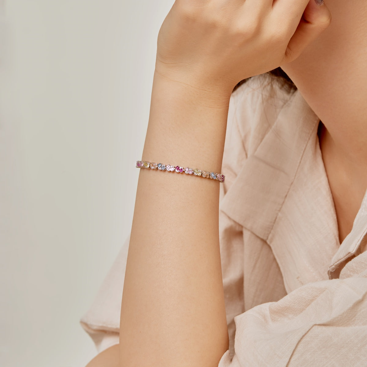 [LuckyStar]Ornate Colorful Flower Shape Party Bracelet