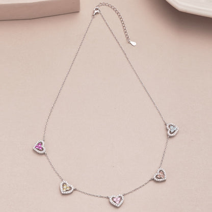 [LuckyStar]Sparkling Five Heart Necklace