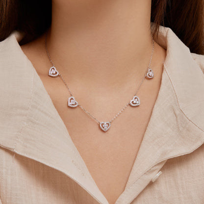 [LuckyStar]Sparkling Five Heart Necklace