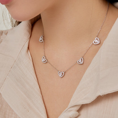 [LuckyStar]Sparkling Five Heart Necklace