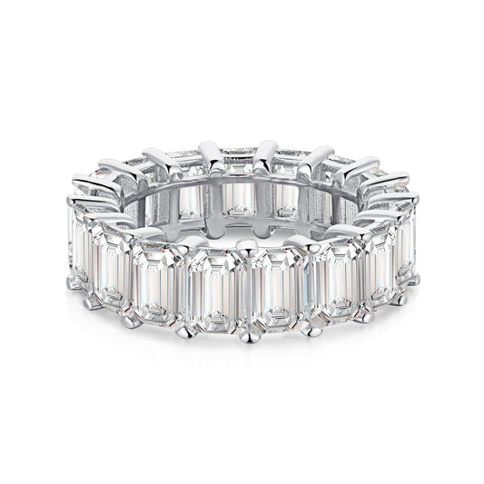 [LuckyStar]0.75 Carat Elegant Emerald Cut Tennis Ring