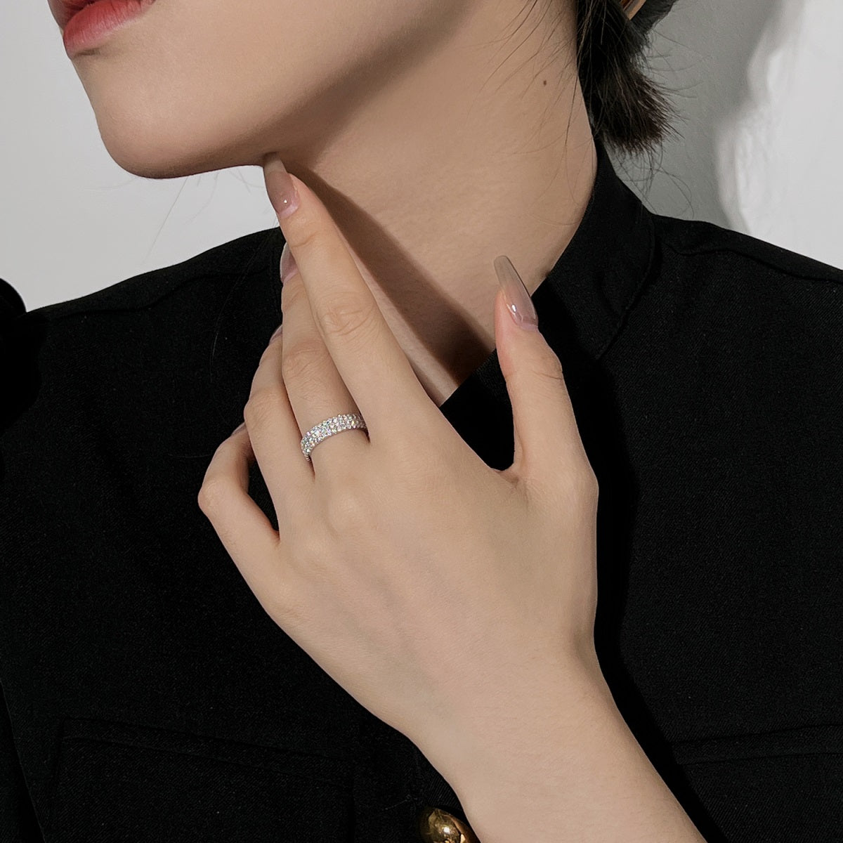 [LuckyStar]Dainty Round Cut Tennis Ring